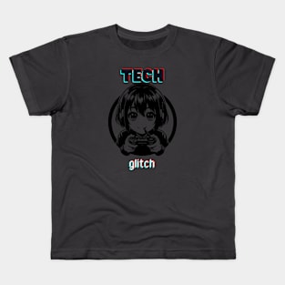 tech glitch anime girl Kids T-Shirt